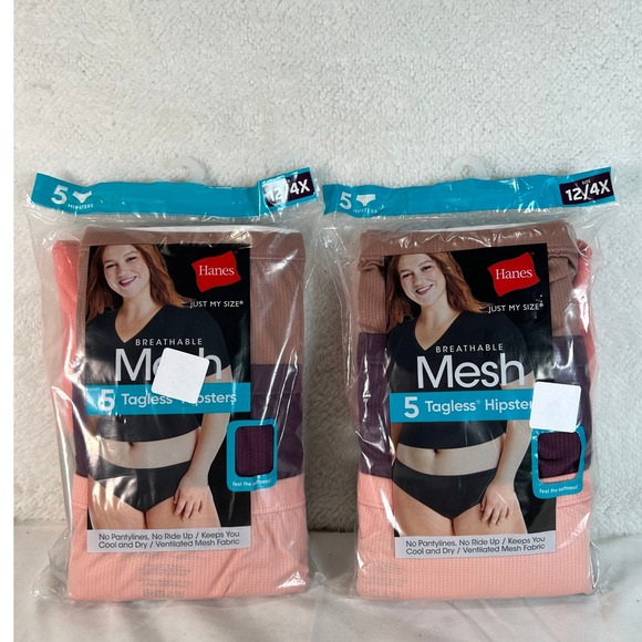 10 Pairs Hanes Just My Size Breathable Mesh Tagless Hipsters Women's Size 12/4X - Picture 2 of 6